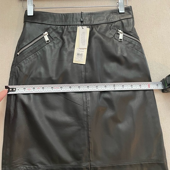 NWT Topshop Black Genuine Leather Skirt Sz 4 - Picture 14 of 15